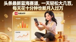 头条最新蓝海赛道，一天轻松大几张，每天花十分钟也能月入过1W【揭秘】-一起网赚吧