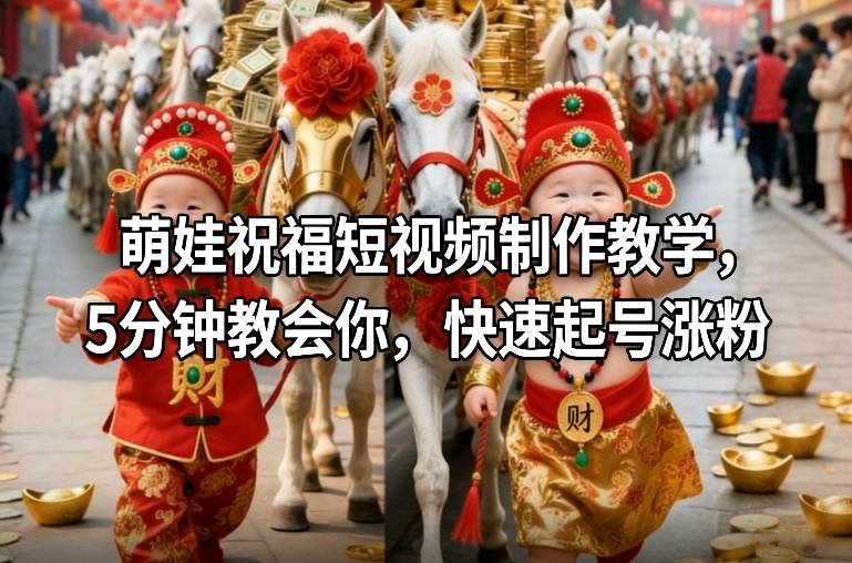 萌娃祝福短视频制作教学，5分钟教会你，快速起号涨粉-一起网赚吧