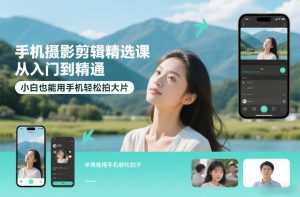 手机摄影剪辑精选课，从入门到精通，小白也能用手机轻松拍大片-一起网赚吧