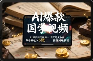 AI爆款国学视频，独家起号方法，小白直接上手，当天可见收益，单号日收入5张+附保姆级教程-一起网赚吧