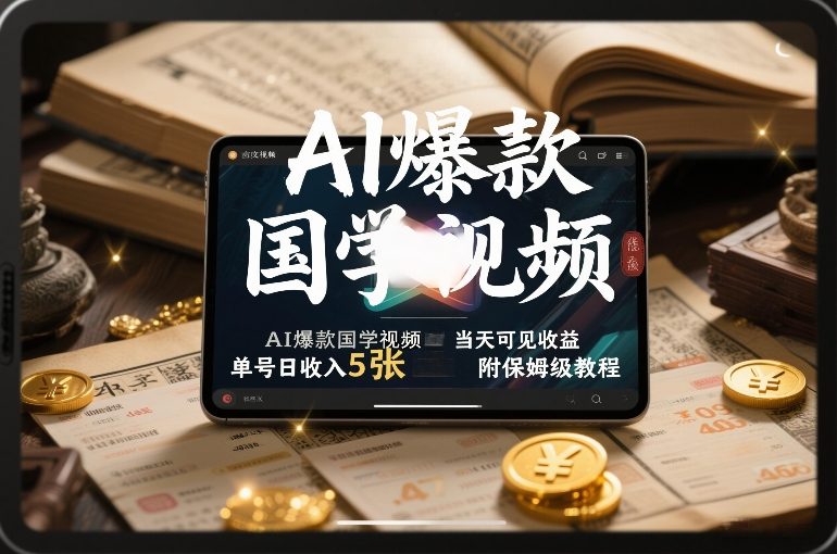 AI爆款国学视频，独家起号方法，小白直接上手，当天可见收益，单号日收入5张+附保姆级教程-一起网赚吧