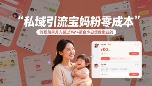 私域引流宝妈粉零成本流程简单月入超过1W+适合小白想做副业的-一起网赚吧
