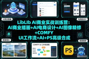 LibLIb AI商业实战训练营：AI商业插画+AI电商设计+AI图像精修+COMFY UI工作流+AI+PS高级合成-一起网赚吧
