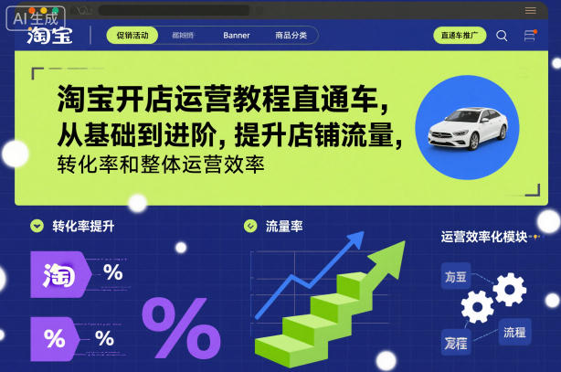 淘宝开店运营教程直通车，从基础到进阶，提升店铺流量，转化率和整体运营效率（更新26年1月）-一起网赚吧
