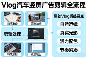 Vlog感觉汽车竖屏广告剪辑脚本全流程,拿捏爆款Vlog质感-一起网赚吧