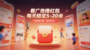 看广告撸红包，每天稳定5-20米，无任何门槛，适合任何人-一起网赚吧