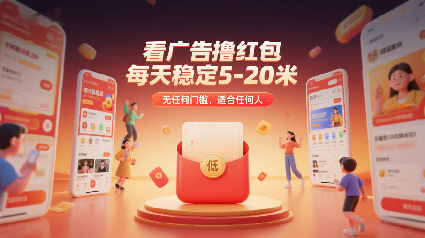 看广告撸红包，每天稳定5-20米，无任何门槛，适合任何人-一起网赚吧