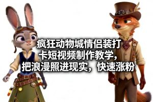 疯狂动物城情侣装打卡短视频制作教学，把浪漫照进现实，快速涨粉-一起网赚吧