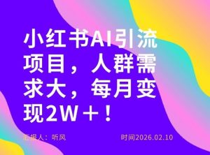 她通过这个AI项目每月做到2W＋的收入，最新小红书AI项目，人群需求大！-一起网赚吧