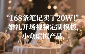 168条笔记卖了20W！婚礼开场视频定制模板，小众虚拟产品-一起网赚吧