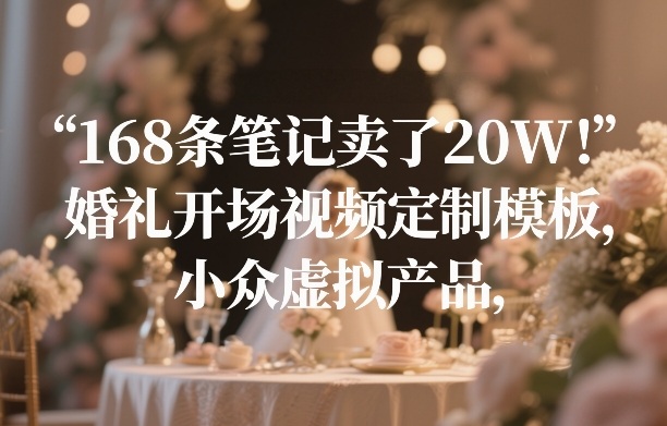 168条笔记卖了20W！婚礼开场视频定制模板，小众虚拟产品-一起网赚吧