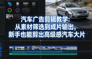 汽车广告剪辑教学：从素材筛选到成片输出，新手也能剪出高级感汽车大片-一起网赚吧