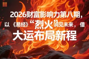 2026财富影响力第八期，以《易经》智慧洞见未来，借“离火”大运布局新程-一起网赚吧