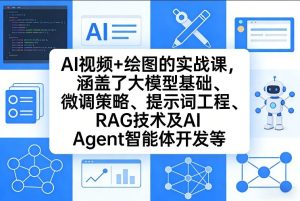 AI视频+绘图的实战课，涵盖了大模型基础、微调策略、提示词工程、RAG技术及AI Agent智能体开发等-一起网赚吧