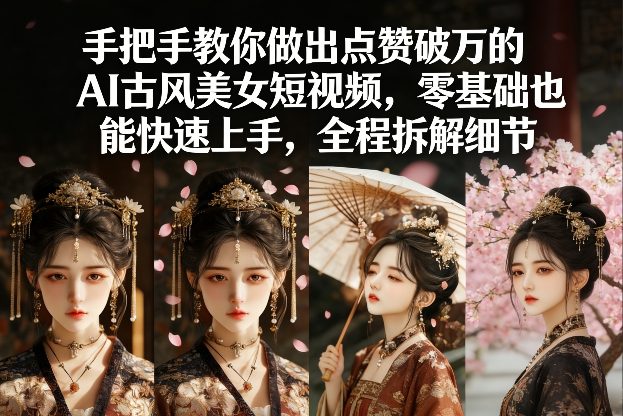 手把手教你做出点赞破万的AI古风美女短视频，零基础也能快速上手，全程拆解细节-一起网赚吧