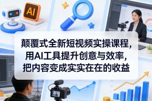 颠覆式全新短视频实操课程，用AI工具提升创意与效率，把内容变成实实在在的收益-一起网赚吧
