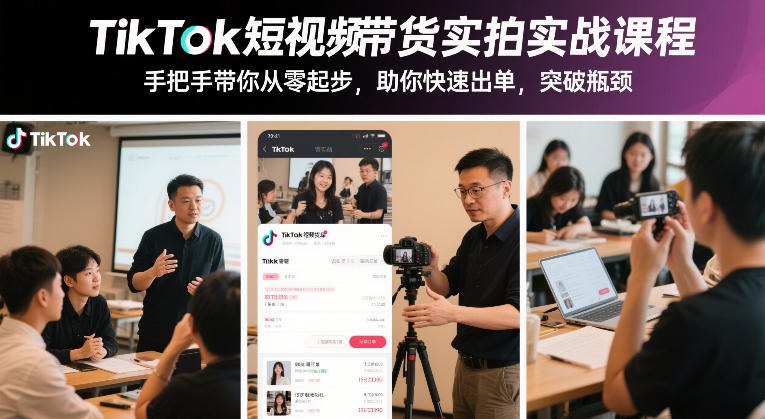 TikTok短视频带货实拍实战课程，手把手带你从零起步，助你快速出单，突破瓶颈-一起网赚吧