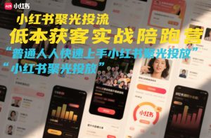 小红书聚光投流低成本获客实战陪跑营,普通人快速上手小红书聚光投放-一起网赚吧