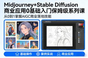 AIGC商业应用Midjourney+Stable Diffusion教程,0基础入门保姆级系列课-一起网赚吧