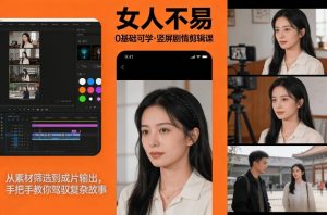 0基础可学!《女人不易》竖屏剧情剪辑课,从素材筛选到成片输出,手把手教你驾驭复杂故事-一起网赚吧