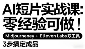 AI短片实战课:零经验可做,Midjourney+ElevenLabs双工具,3步搞定成品-一起网赚吧
