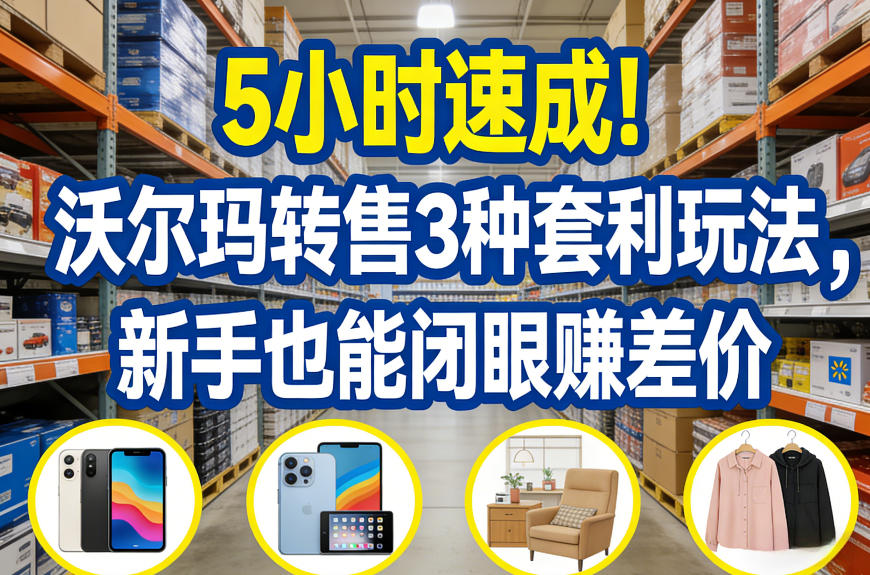5小时速成！沃尔玛转售3种套利玩法，新手也能闭眼賺差价-一起网赚吧