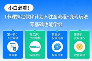 小白必看！1节课搞定伙伴计划入驻全流程+变现玩法，零基础也能学会-一起网赚吧