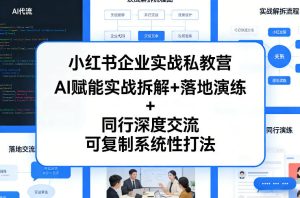 小红书企业实战私教营，AI赋能实战拆解+落地演练+同行深度交流，可复制系统性打法-一起网赚吧