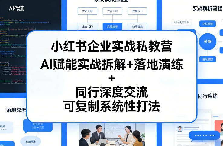 小红书企业实战私教营，AI赋能实战拆解+落地演练+同行深度交流，可复制系统性打法-一起网赚吧