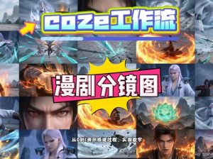 通过Coze工作流，制作《动漫分镜图》，两分钟制作完成25宫格分镜图，从0到1演示搭建过程，实操教学-一起网赚吧