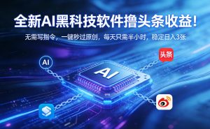全新AI黑科技软件撸头条收益!无需写指令,一键秒过原创,每天只需半小时,稳定日入3张【揭秘】-一起网赚吧