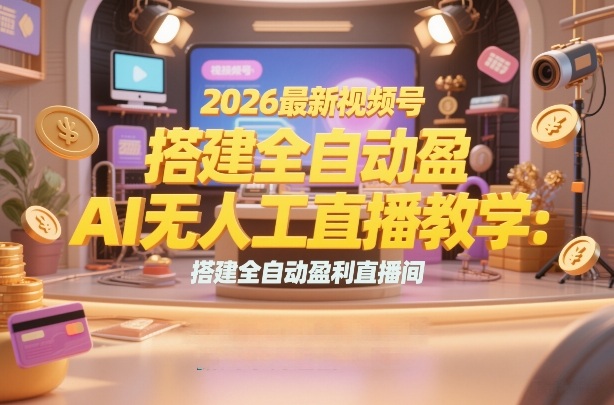 2026最新视频号AI无人直播教学：搭建全自动盈利直播间，低成本开启副业变现-一起网赚吧