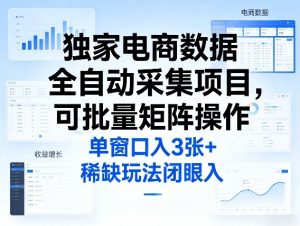独家电商数据全自动采集项目，可批量矩阵操作，单窗口日入3张+，稀缺玩法闭眼入【揭秘】-一起网赚吧