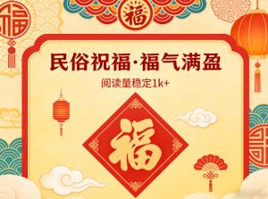 公众号流量主之民俗祝福赛道,选题不愁,结构固定,阅读稳定1w+-一起网赚吧