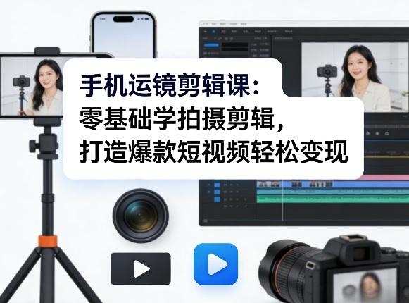 手机运镜剪辑课：零基础学拍摄剪辑，打造爆款短视频轻松变现-一起网赚吧