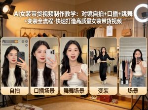AI女装带货视频制作教学，对镜自拍、口播、跳舞、变装全流程，快速打造高质量女装带货视频-一起网赚吧