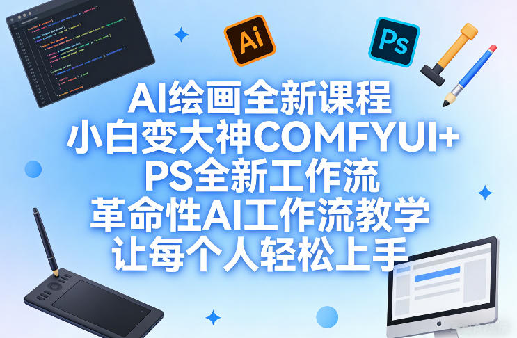 AI绘画全新课程，小白变大神COMFYUI+PS全新工作流，革命性AI工作流教学，让每个人轻松上手-一起网赚吧