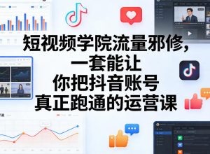 短视频学院流量邪修,一套能让你把抖音账号真正跑通的运营课-一起网赚吧