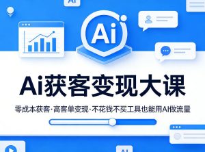 Ai获客变现大课,零成本获客,高客单变现,不花钱不买工具也能用AI做流量-一起网赚吧