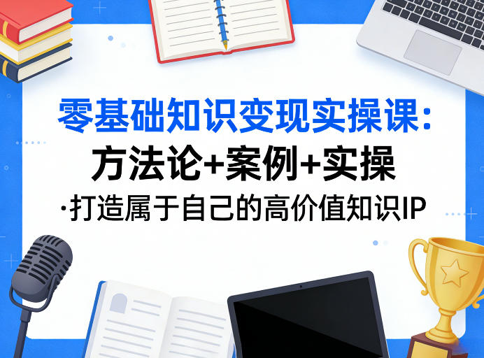 零基础知识变现实操课，方法论+案例+实操，打造属于自己的高价值知识IP-一起网赚吧
