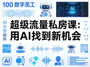 你的AI数字员工100个智能体，超级流量私房课，用AI找到新机会-一起网赚吧