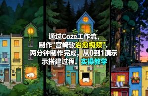 通过Coze工作流制作《宫崎骏治愈视频》，两分钟制作完成，从0到1演示搭建过程，实操教学-一起网赚吧