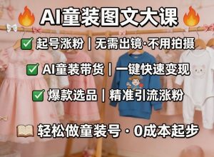 AI童装图文剪辑,某社群童装图文大课,起号涨粉、AI童装带货、爆款选品,无需出镜和拍摄-一起网赚吧