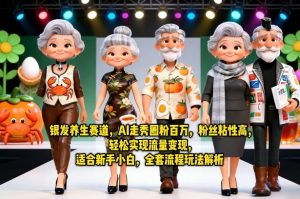 银发养生赛道，AI走秀圈粉百万，粉丝粘性高，轻松实现流量变现，适合新手小白，全套流程玩法解析-一起网赚吧