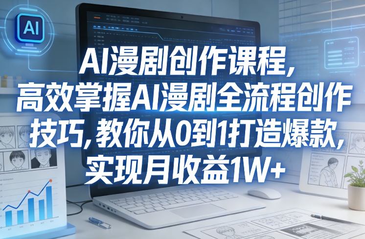 某社群AI漫剧创作课程，高效掌握AI漫剧全流程创作技巧，教你从0到1打造爆款，实现月收益1W+-一起网赚吧