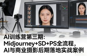 AI训练营第三期：Midjourney+SD+PS全流程，AI与商业摄影后期落地实战案例-一起网赚吧