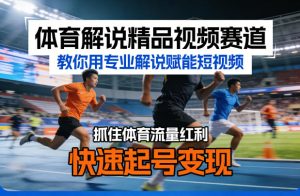 体育解说精品视频赛道，教你用专业解说赋能短视频，抓住体育流量红利，快速起号变现-一起网赚吧
