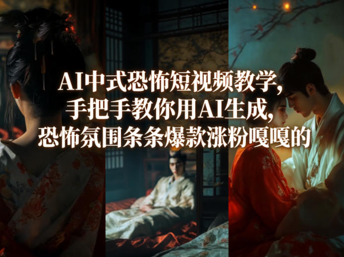 AI中式恐怖短视频教学，手把手教你用AI生成，恐怖氛围条条爆款涨粉嘎嘎的-一起网赚吧