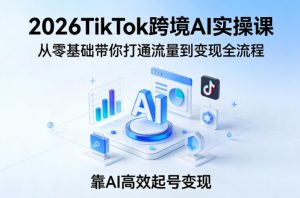 2026TikTok跨境AI实操课，从零基础带你打通流量到变现全流程，靠AI高效起号变现-一起网赚吧