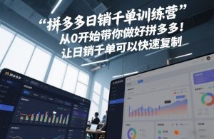 拼多多日销千单训练营,从0开始带你做好拼多多,让日销千单可以快速复制(更新26年2月)-一起网赚吧